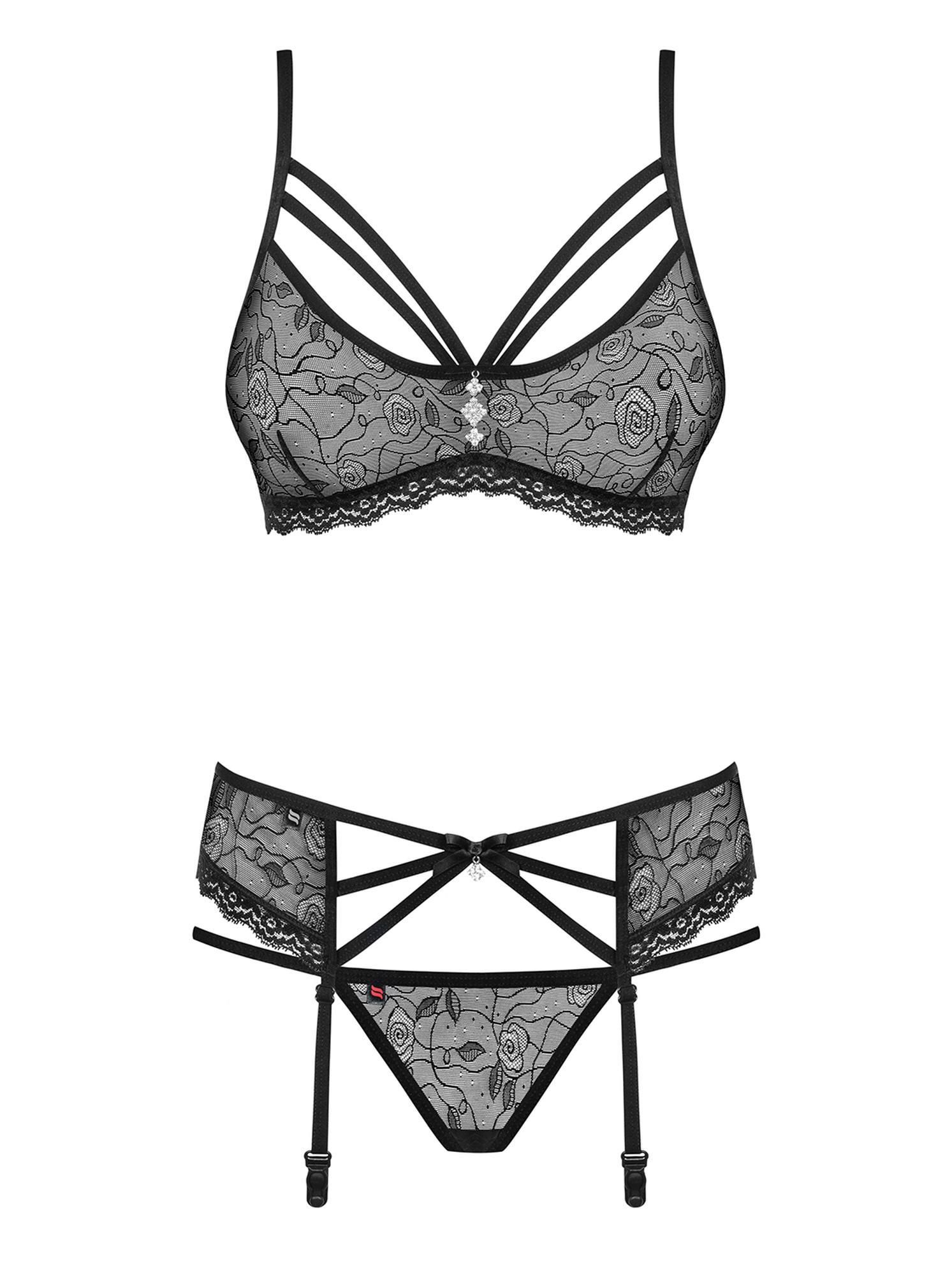 Комплект белья Obsessive 818-SEG-1, S/M (чёрный)