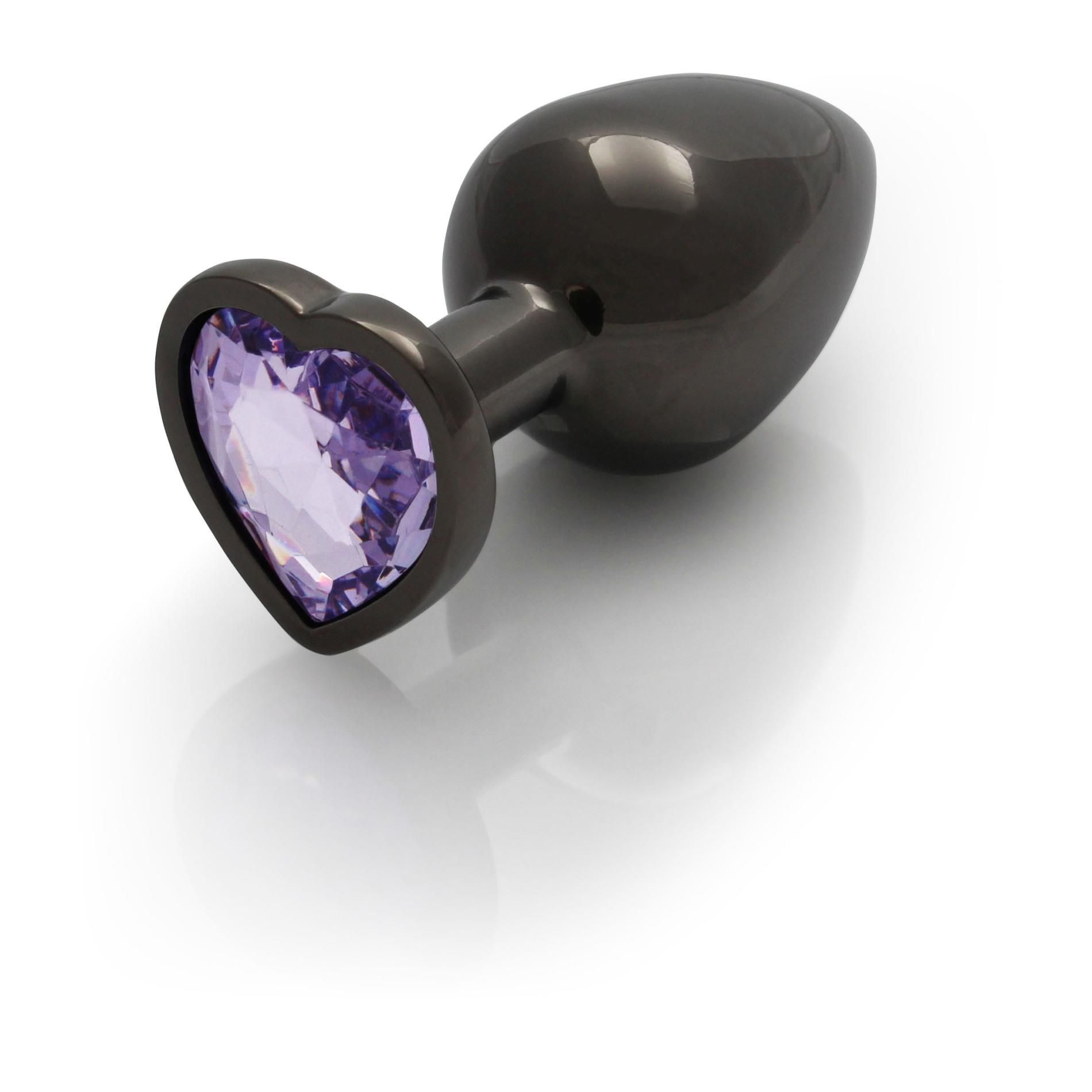 Korek analny Ouch! Heart Gem Butt Plug Large, 9.3 cm (czarny)