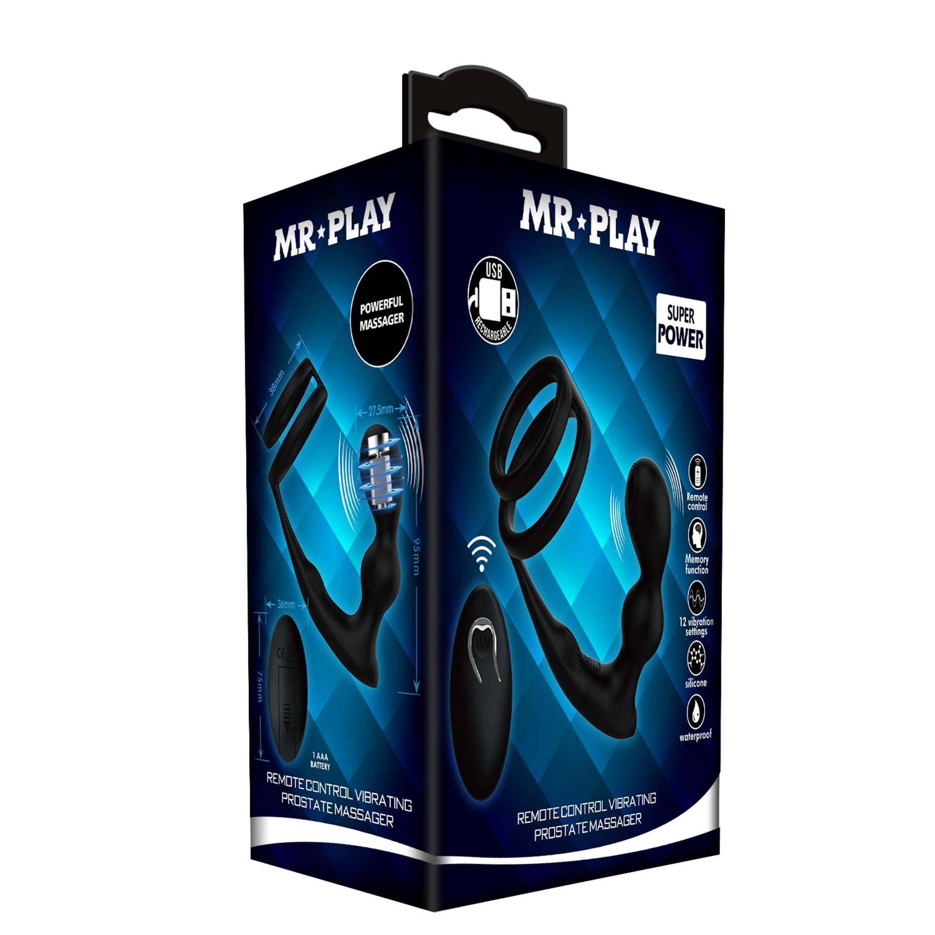 Вібростимулятор простати MR Play Remote Control, 13.5 см (чорний)