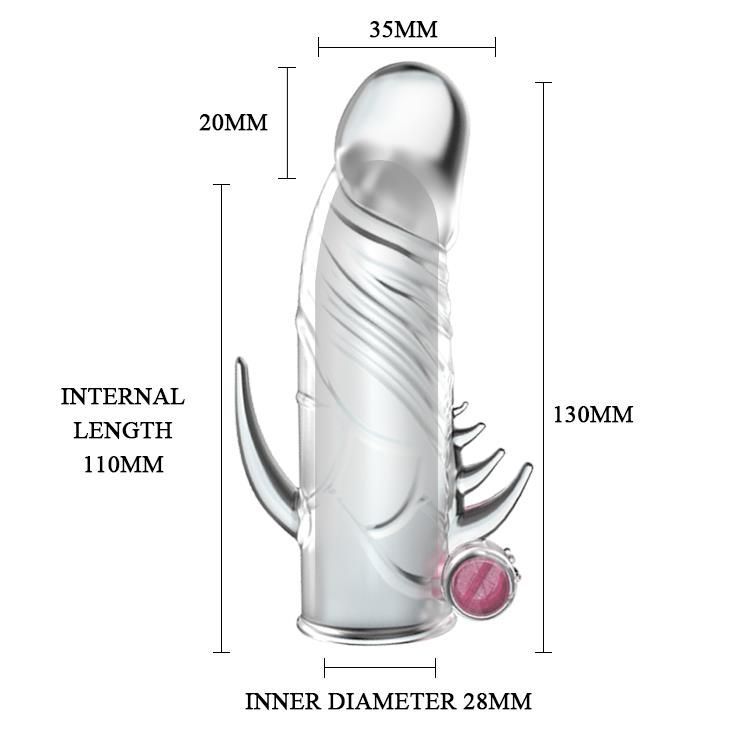 Насадка на пенис Baile Penis Sleeve With Vibration, 13 см (прозрачный)