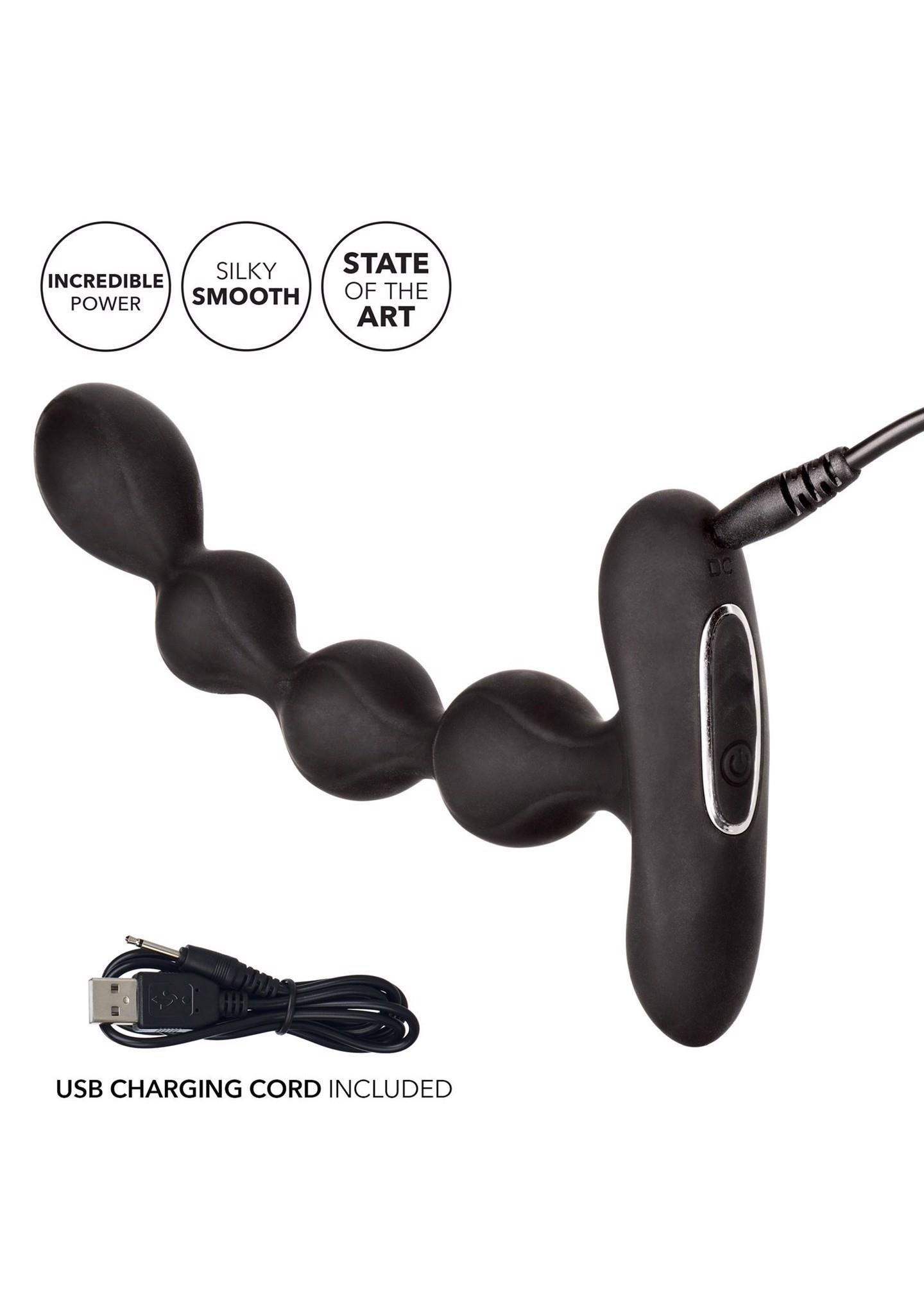 Анальные бусы с вибрацией CalExotics Eclipse Slender Beads, 17,8 см (черный)