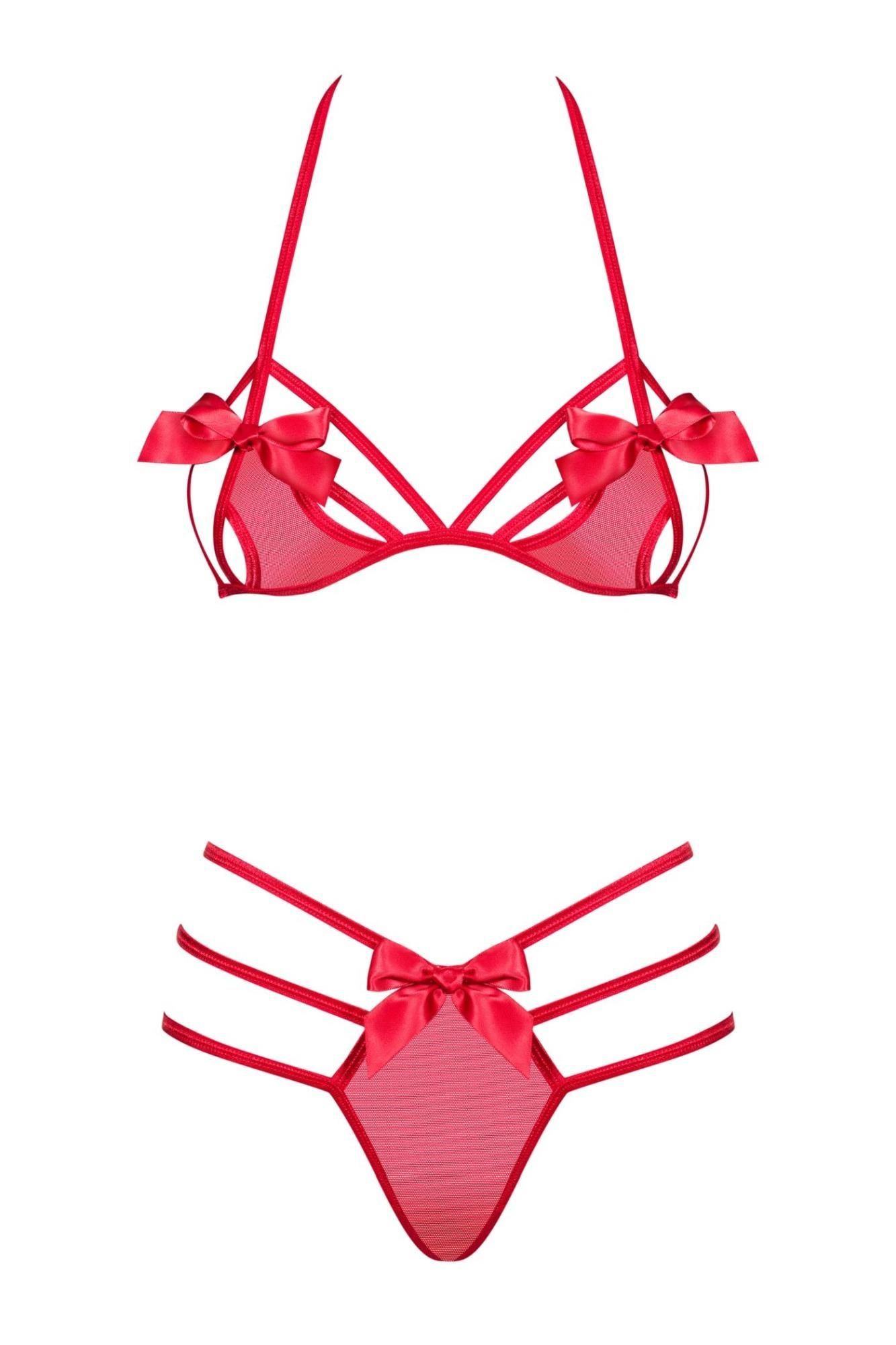 Эротический комплект белья Obsessive Giftella, S/M (красный)