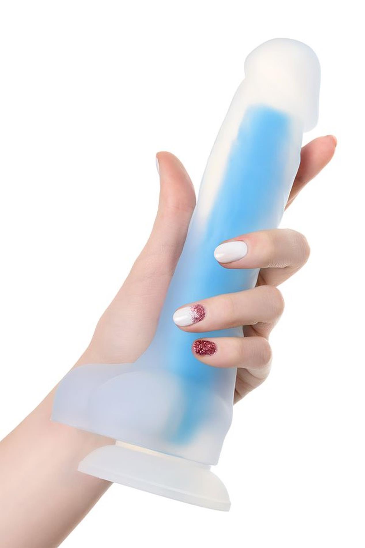 Toyfa Bruce Glow - Dildo, Niebieski, 21 cm