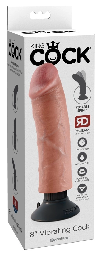 Вибратор King Cock Vibrating Cock 8 Inch, 20.3 см (телесный)