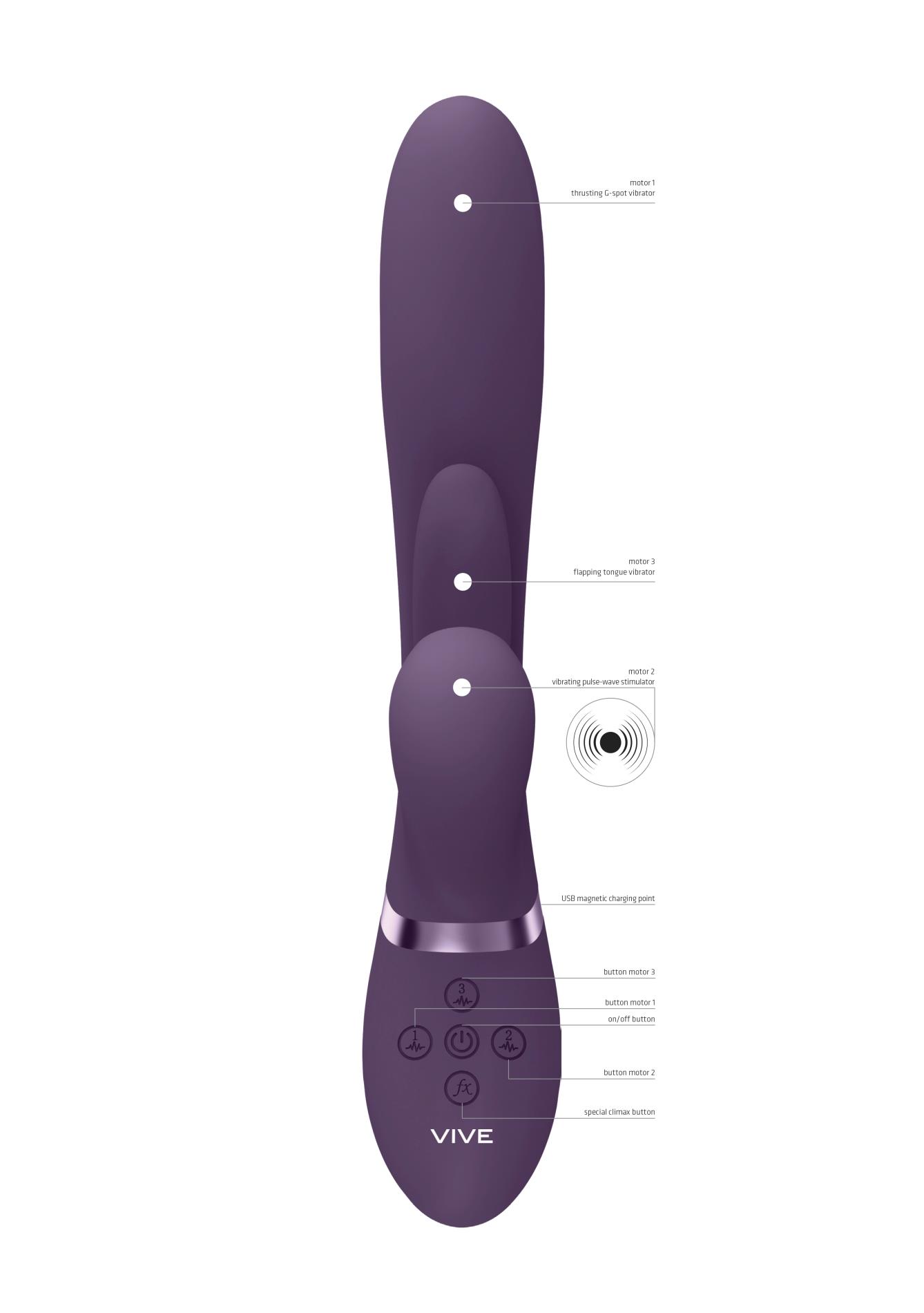 Vive Kura - Wibrator, Fioletowy, 24.9 cm