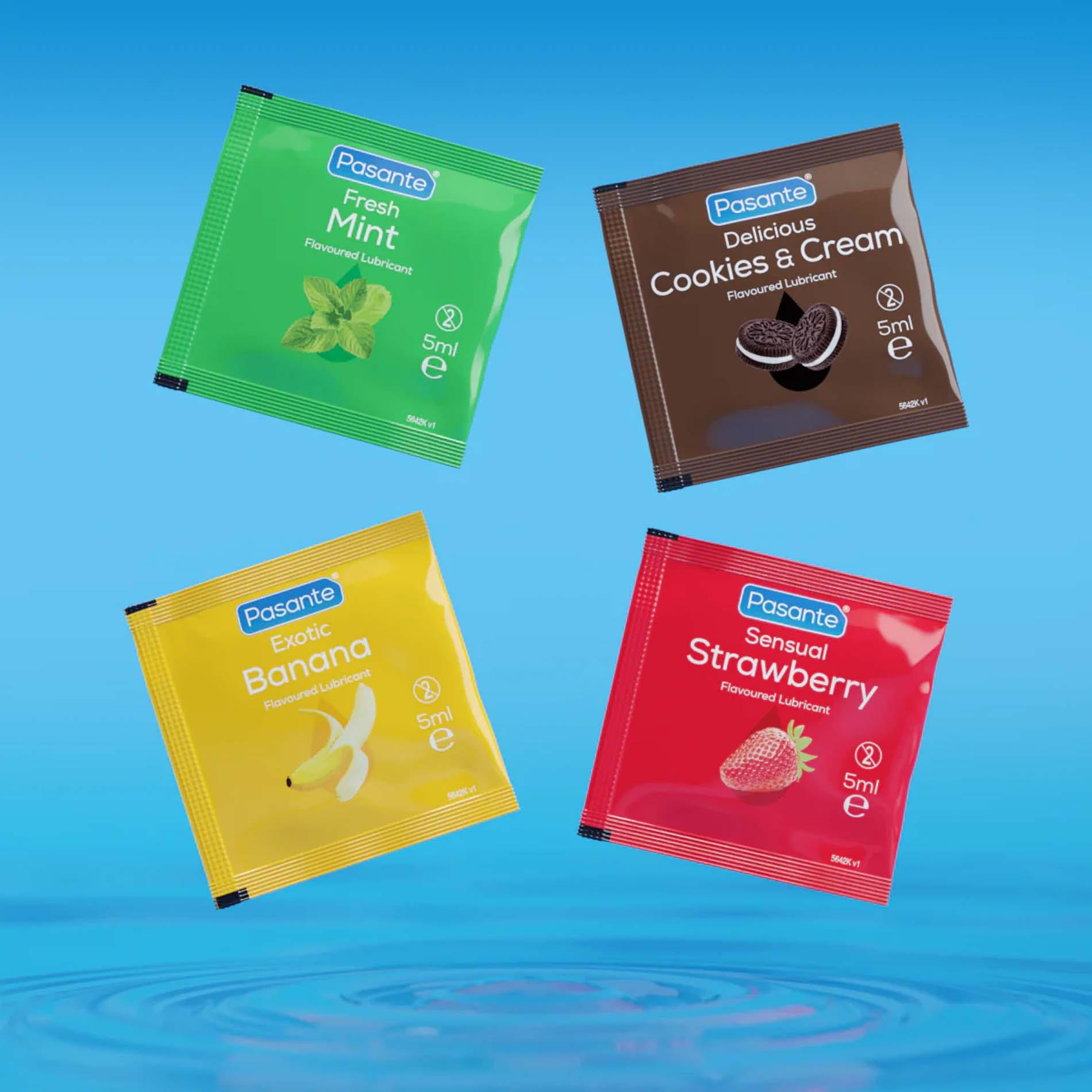 Pasante Flavoured Lube Sachets - Zestaw lubrykantów, 720 ml