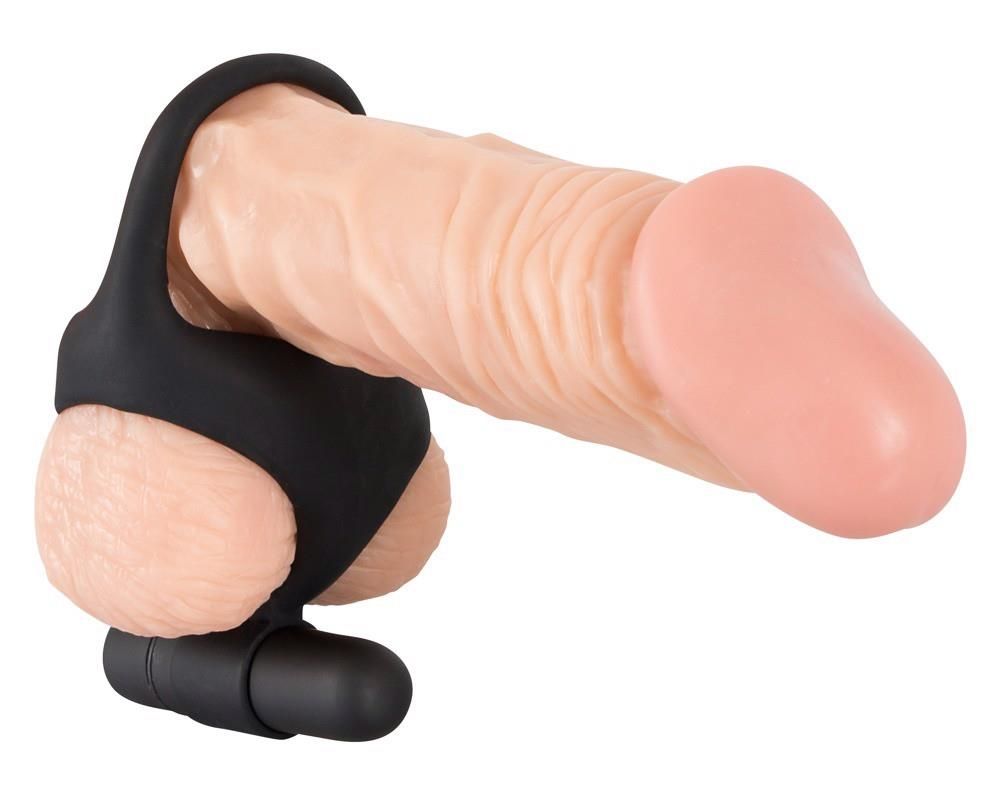 Виброкольцо Black Velvets Cock & Ball Ring, 7 см (черный)