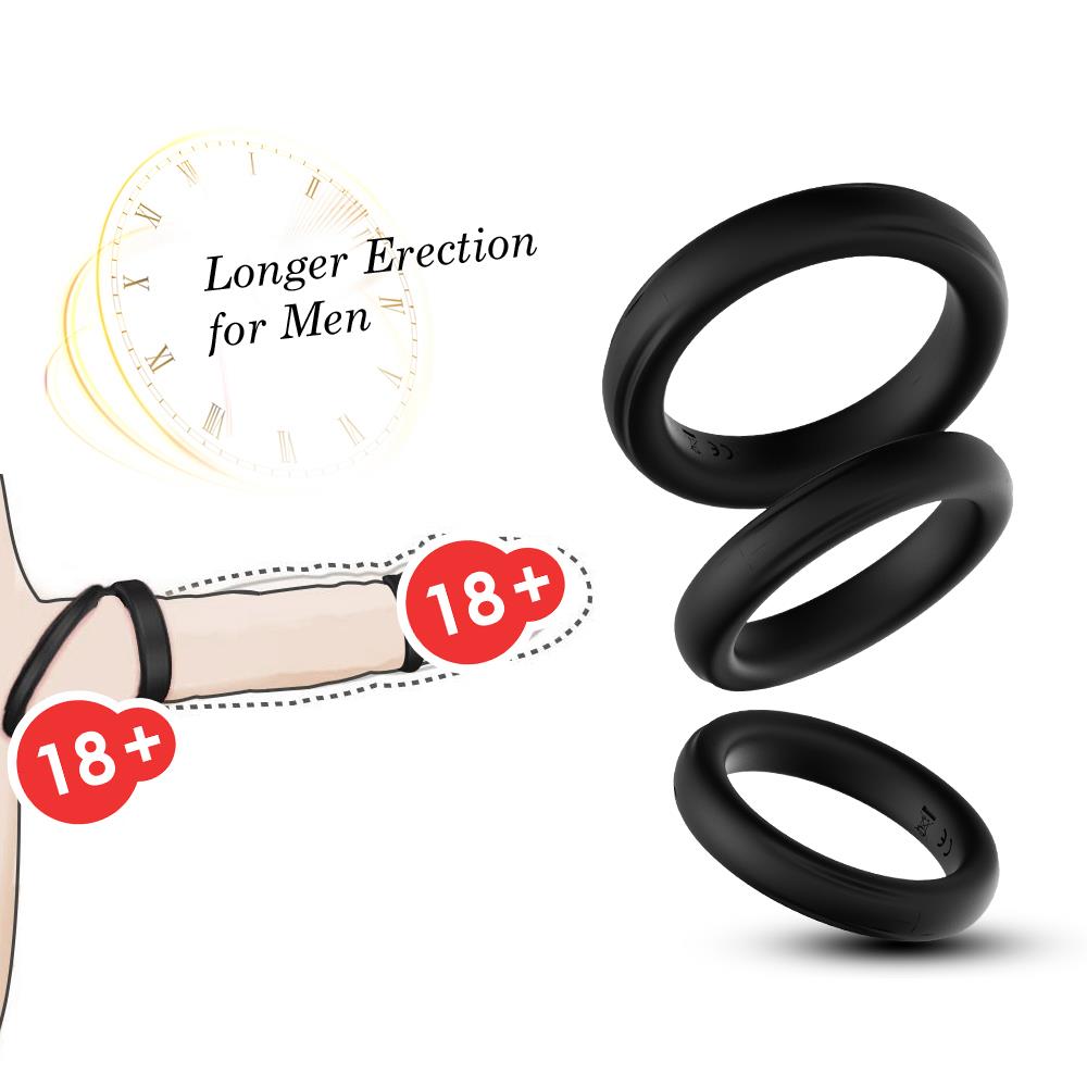 Ерекційне кільце B - Series Joy Triple black, 3 шт (чорний)