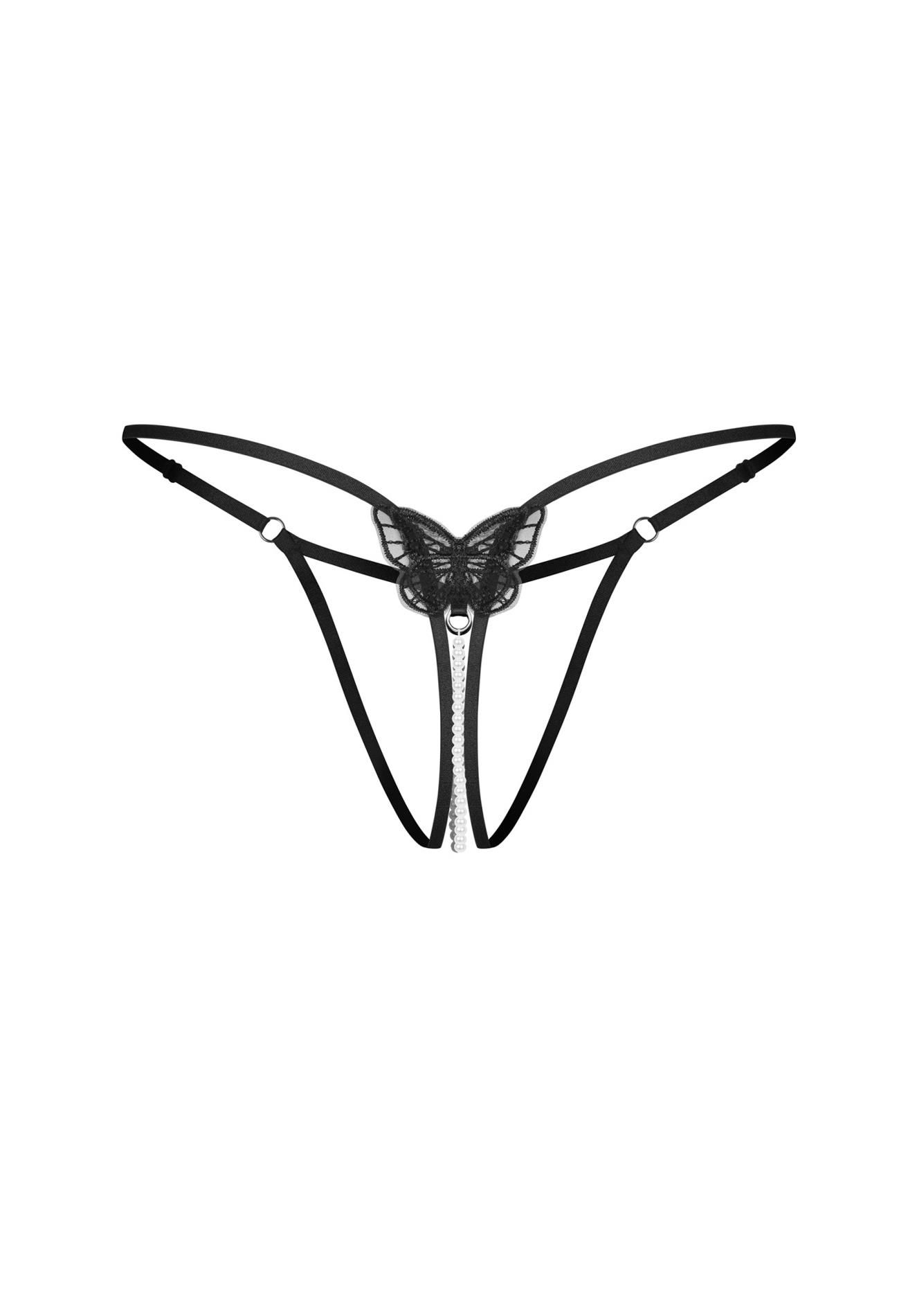 Стринги Obsessive Isseme otwarte, S/M (черный)