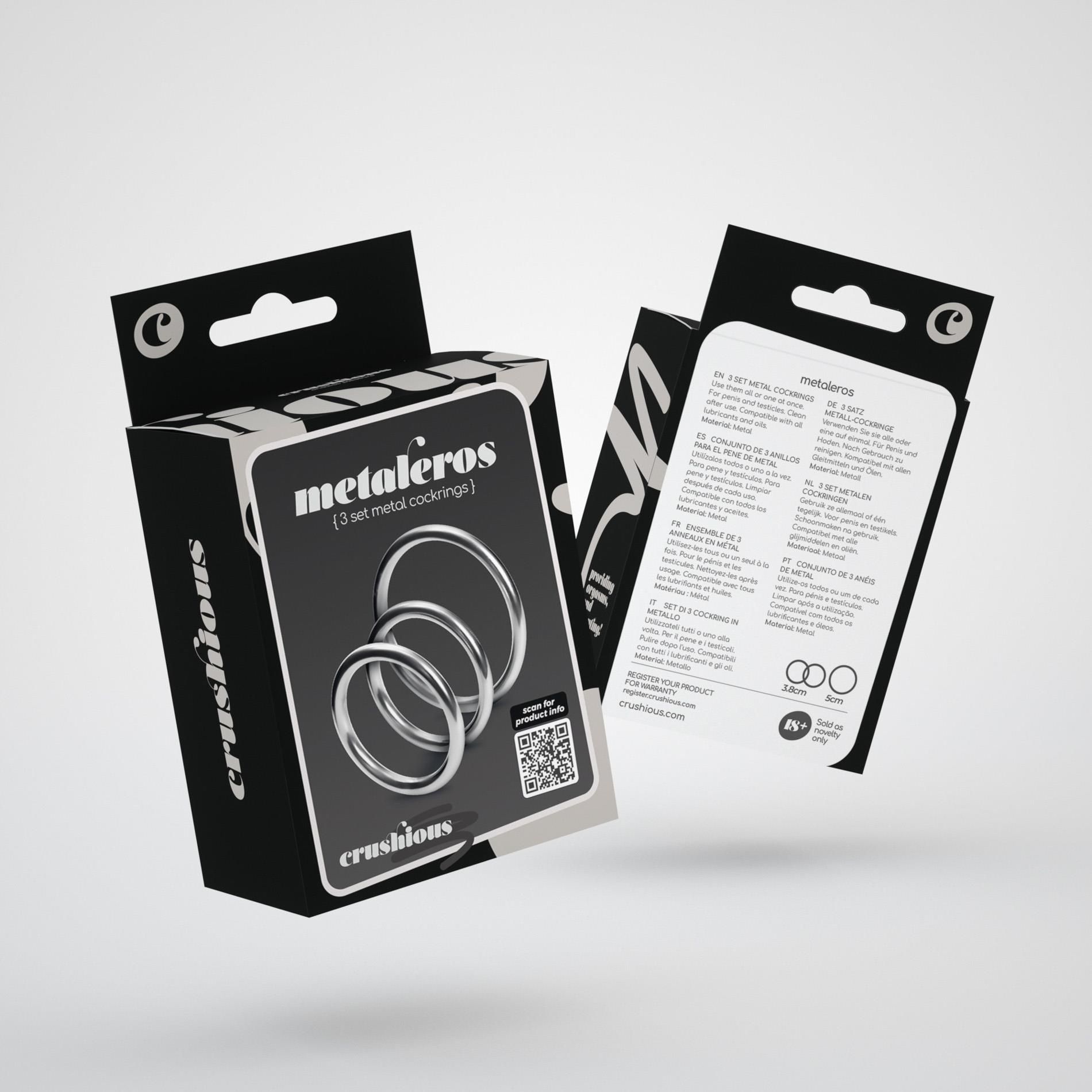 Набор эрекционных колец Crushious Metaleros, 3 шт (серебристый)
