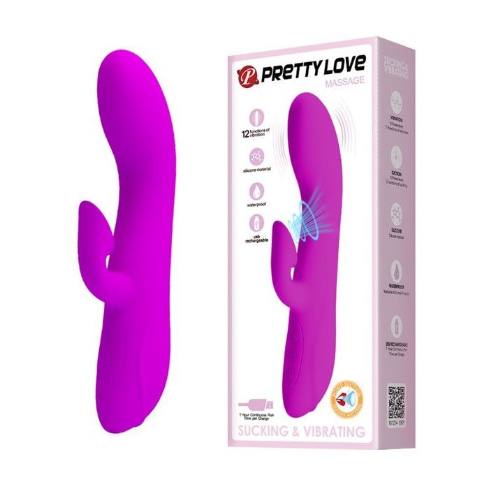 Вибратор с вакуумным стимулятором клитора Pretty Love Massage (фиолетовый)
