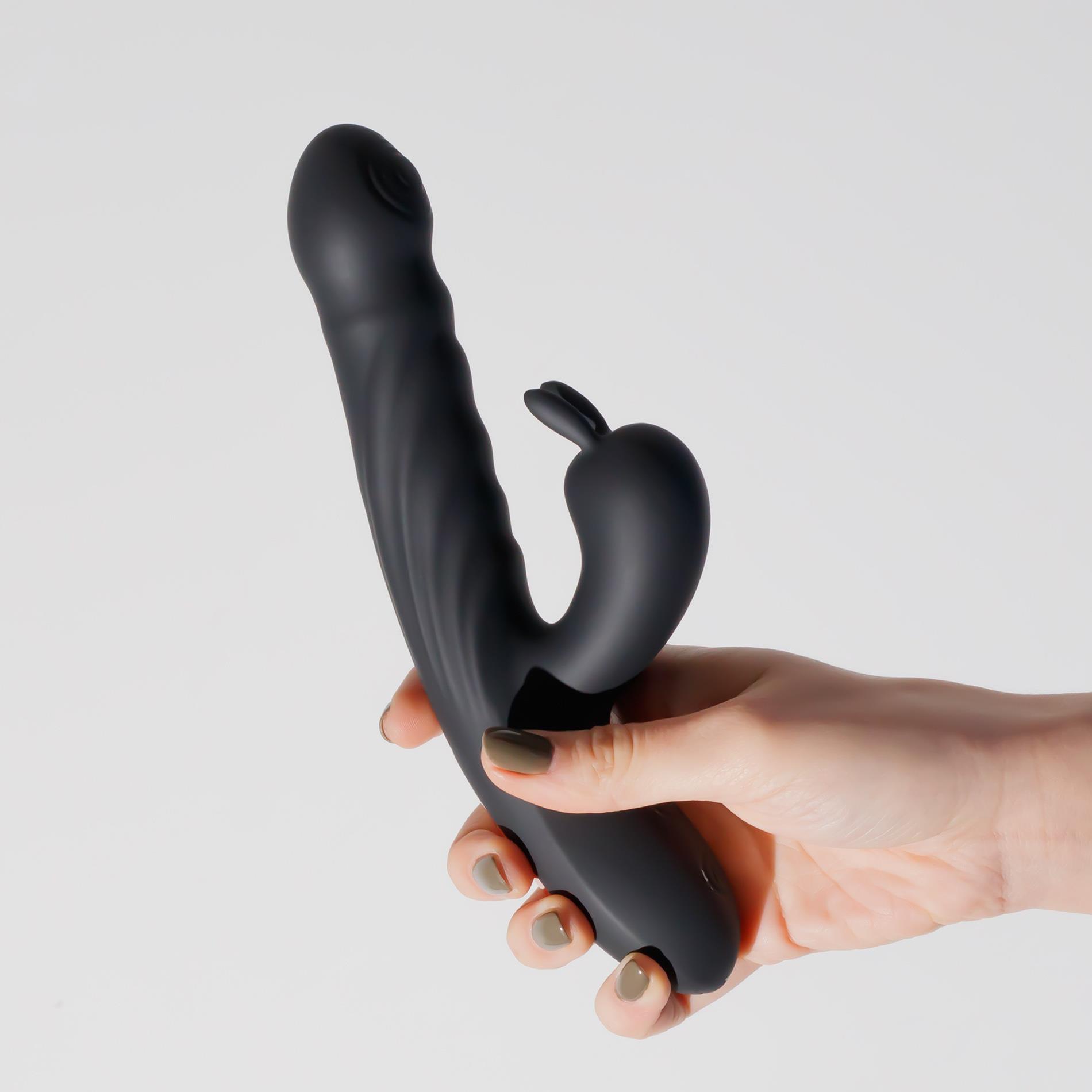 Вибратор-кролик Crushious Lapin Thrusting, 21.5 см (черный)