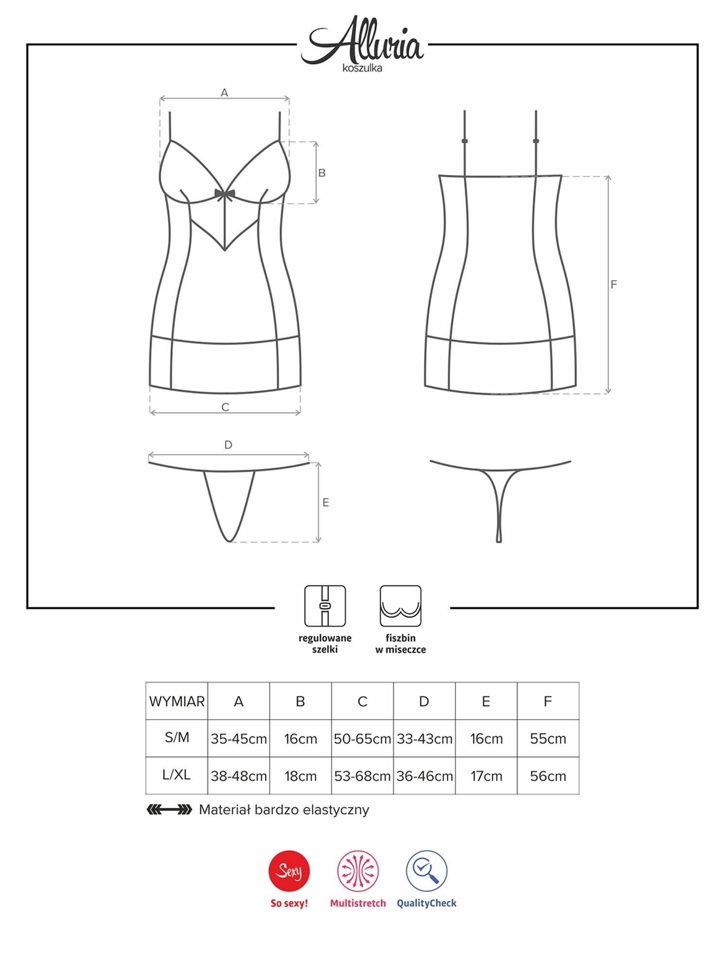 Комплект белья Obsessive Alluria, S/M (черный)