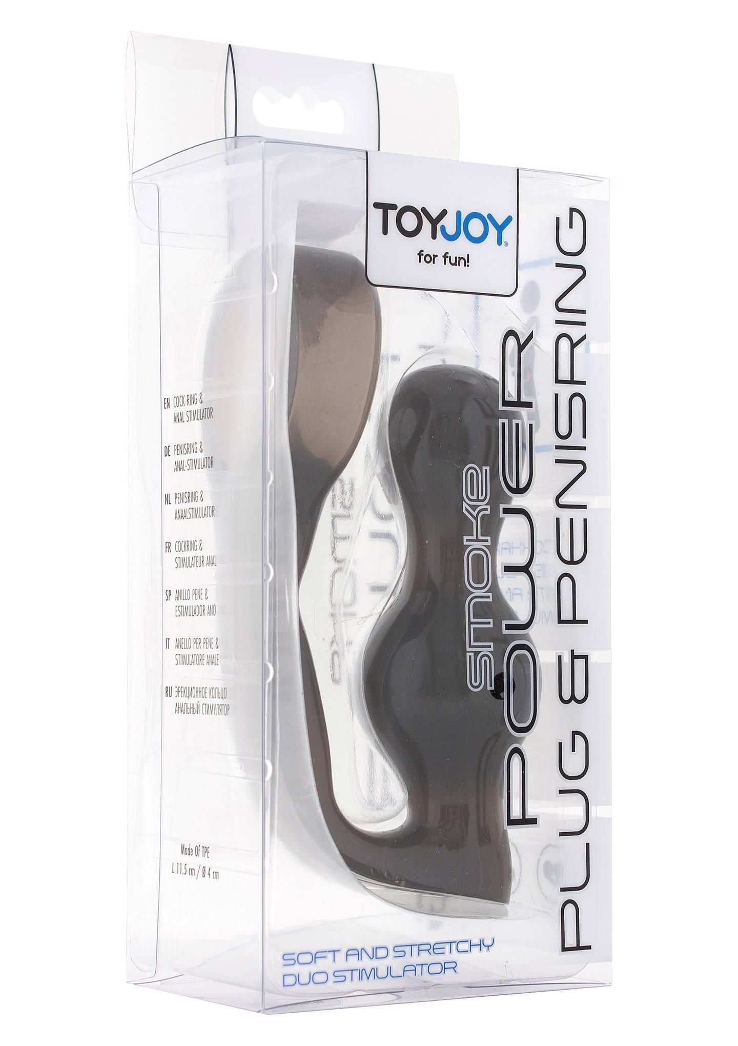 Анальна пробка з ерекційним кільцем Toy Joy Power Plug & Penisring, 11,5 см (сірий)