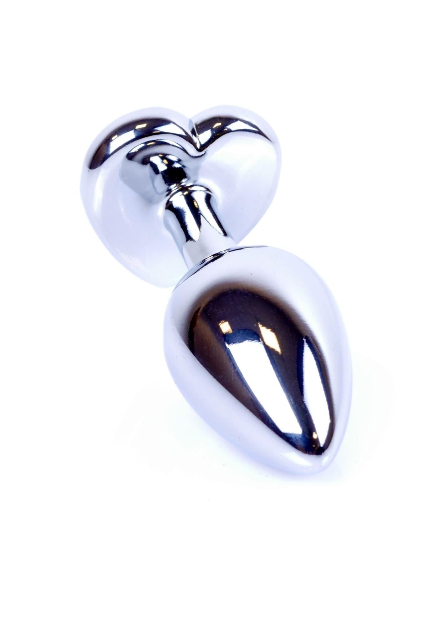 Korek analny z kryształkiem Jewellery Silver Heart Plug, 7х2,7 cm (czerwony)