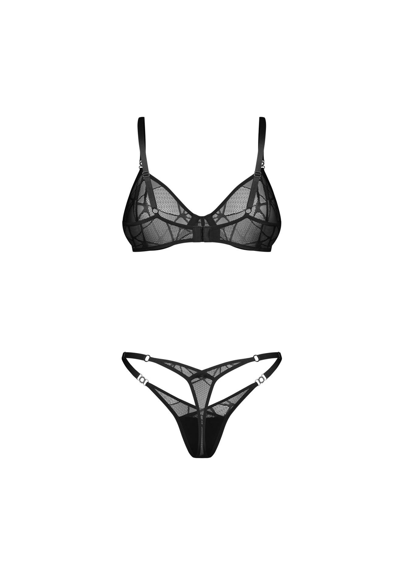 Комплект белья Obsessive Olianna, S/M (черный)