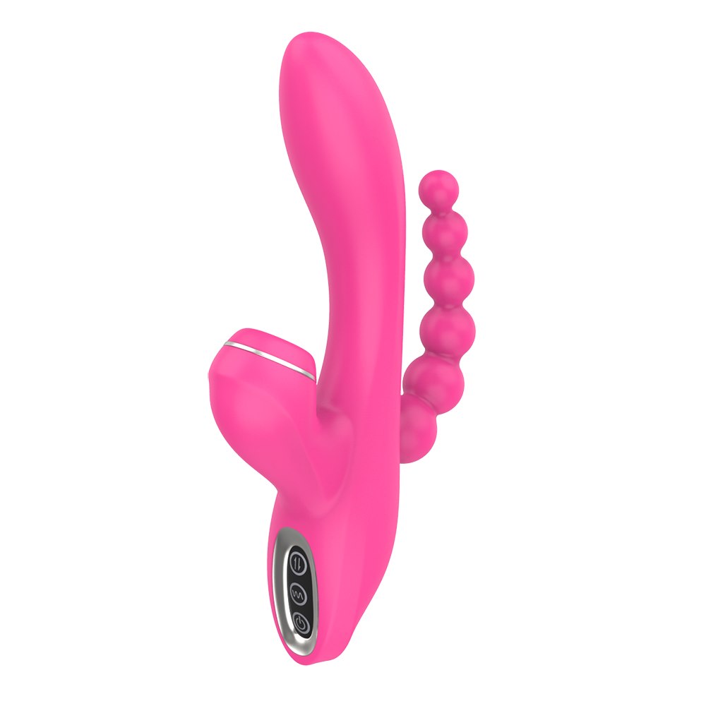Вибратор Sweet Play Sucking Vibrator With Anal Beads A3, 20.8 см (розовый)