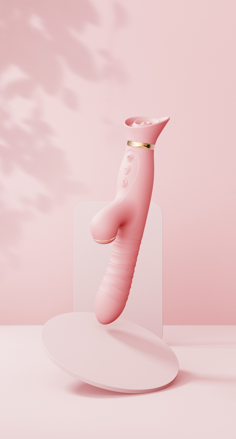 Вибратор-кролик Zalo Rose Rabbit Thruster, 25 см (светло-розовый)