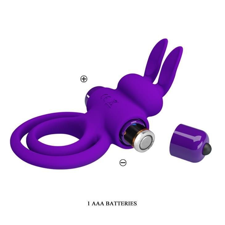 Эрекционное кольцо Pretty Love Ring Bunny III, 9,7х4,0 см (фиолетовый)