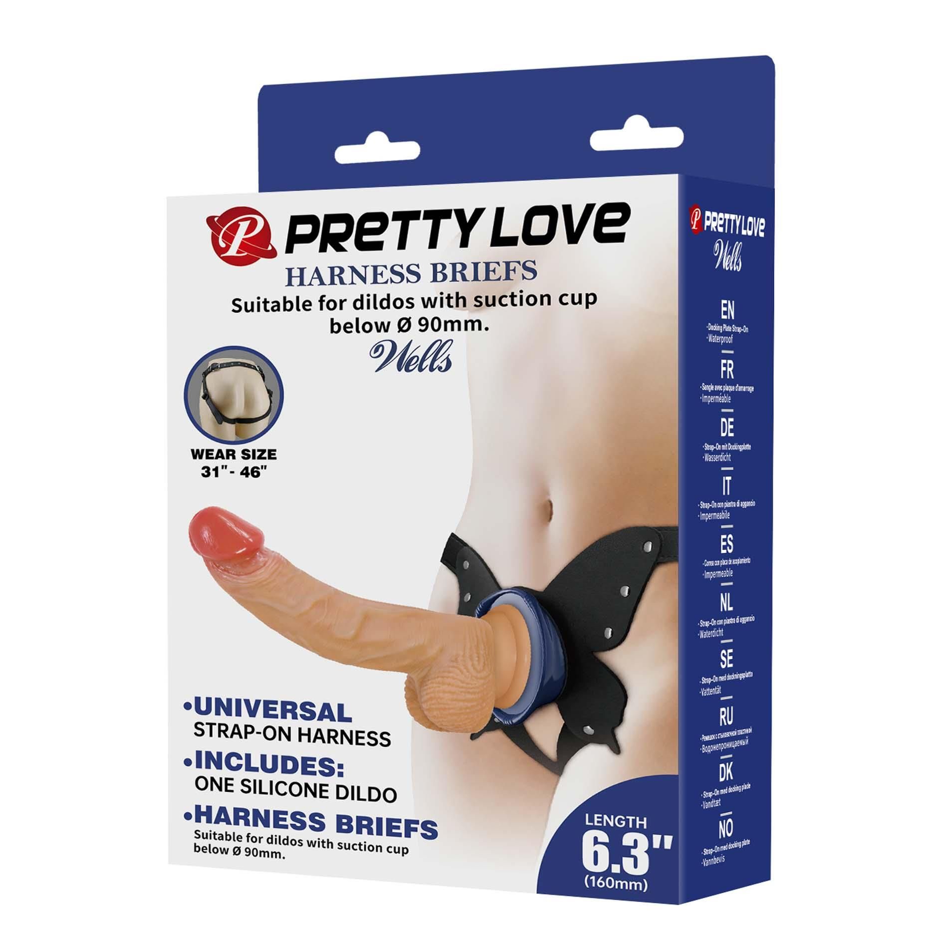 Страпон Pretty Love Harness Briefs Wells 6.3", 20.6 см (телесный)
