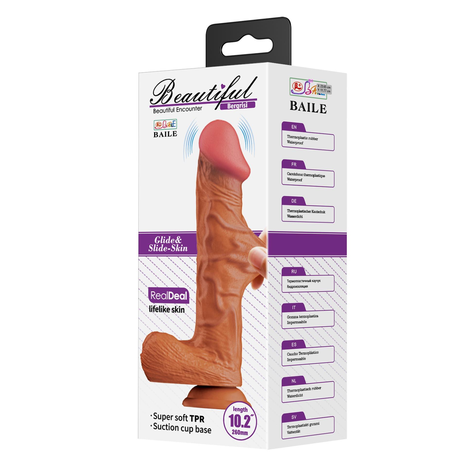 Вибратор Baile Sliding Skin Buraq 9,4", 26 см (телесный)