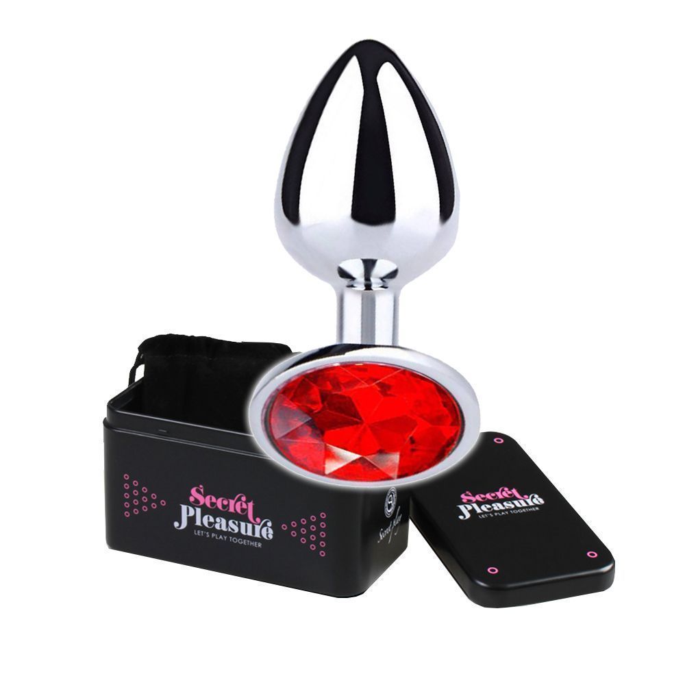 Secret Play Metal Butt Plug Red - Korek analny, Czerwony, 8.5 cm, M