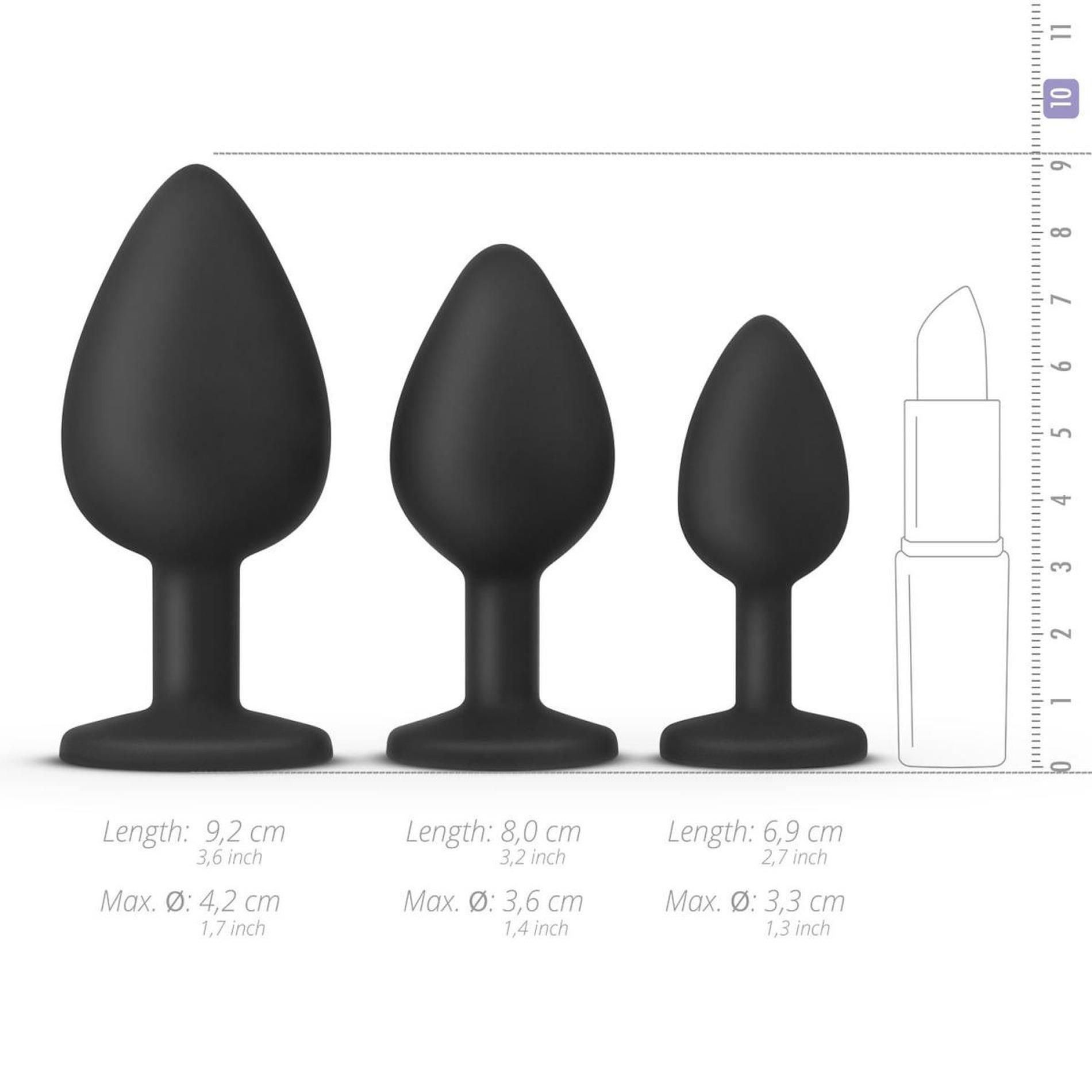 Набір анальних пробок Teazers Butt Plug Set, 3 шт (чорний)
