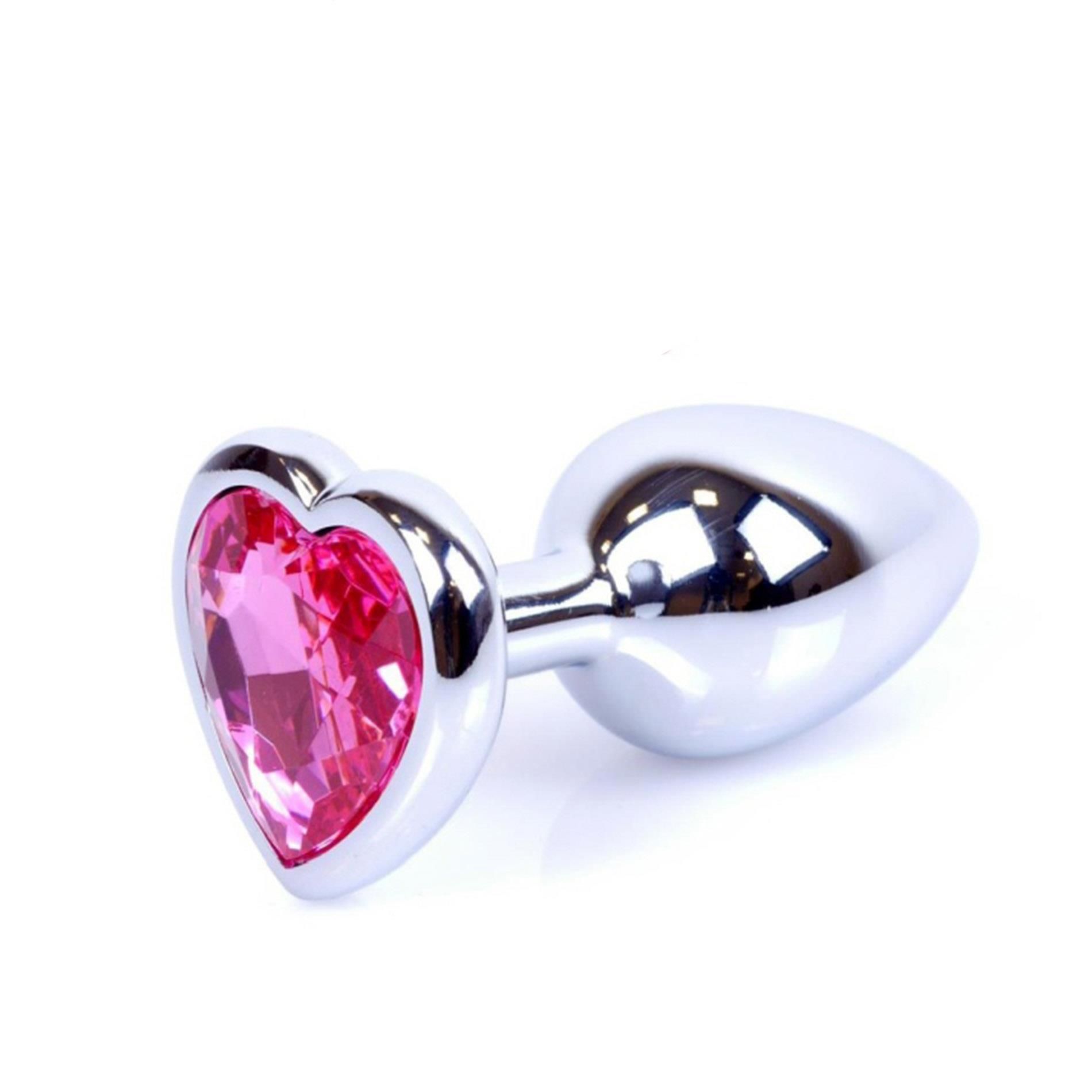 Korek analny B - Series HeavyFun Jewellery Silver Heart, 7 cm (różowy)