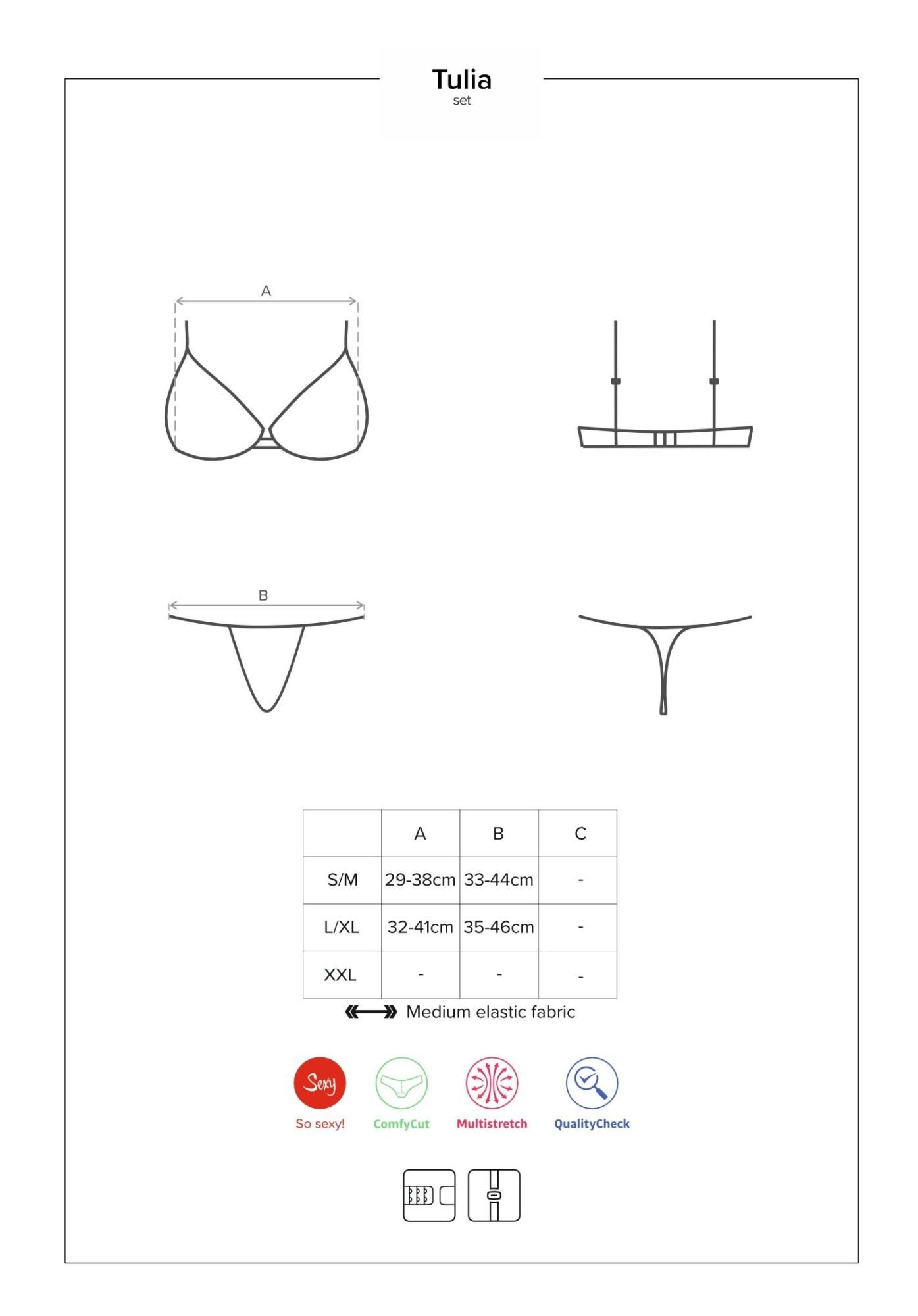 Комплект белья Obsessive Tulia, M/L (черный)