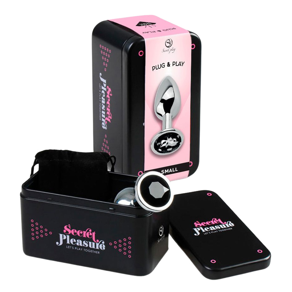 Korek analny z kryształem Secret Play Plug & Play S, 7,5 cm (czarny)