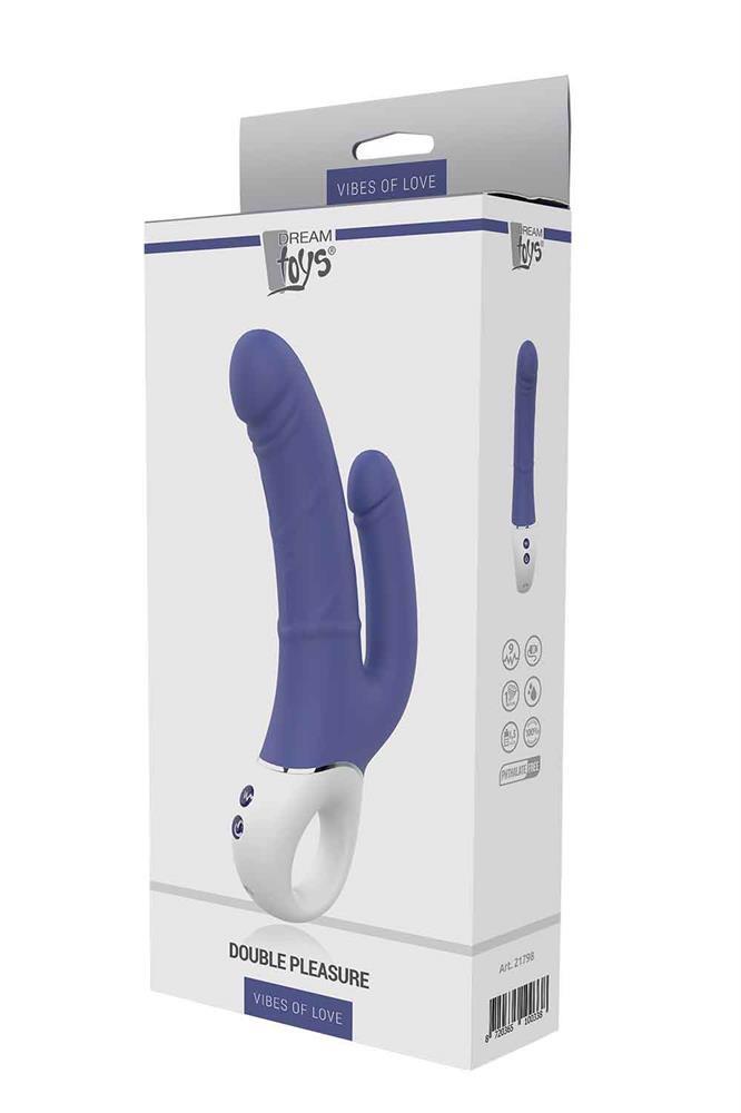 Вибратор Vibes Of Love Double Pleasure, 23.5 см (синий)