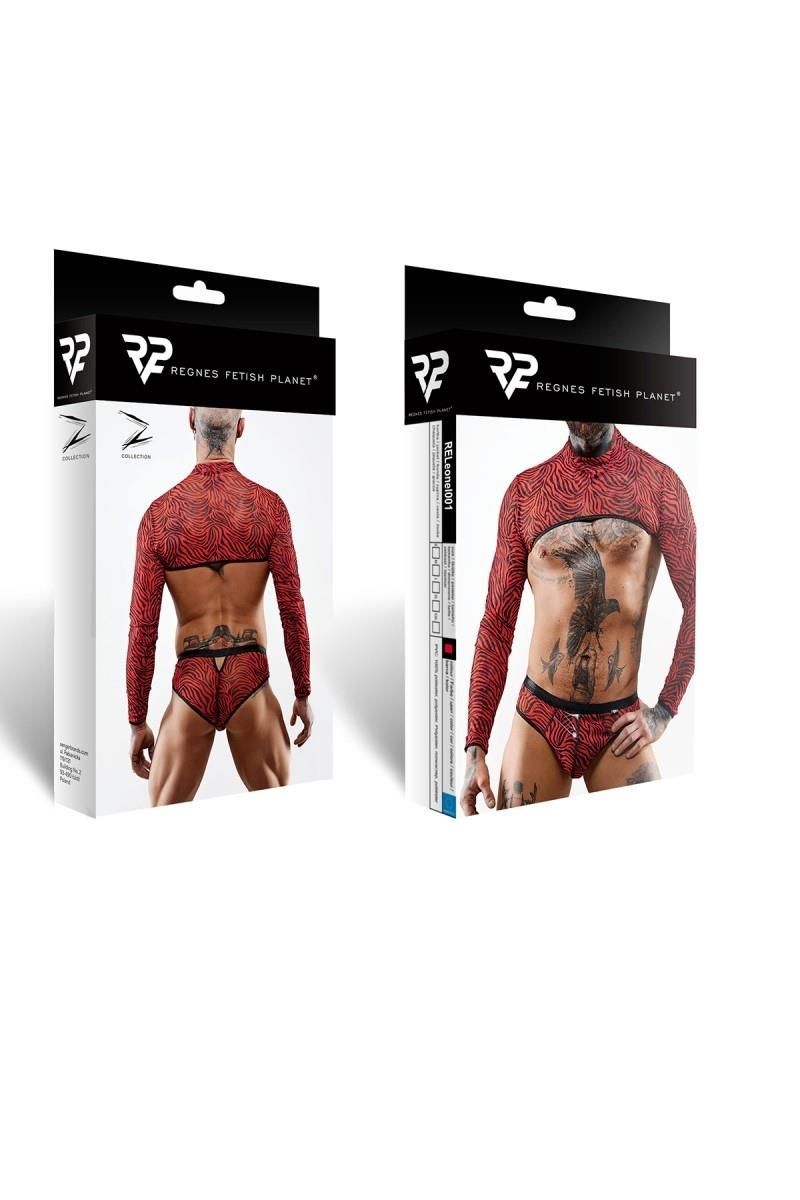 Top z długimi rękawami Regnes Fetish Planet, S (czarny z czerwonym)