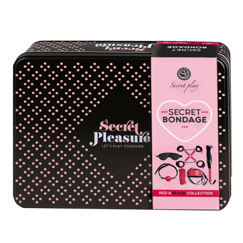 БДСМ набор Secret Play Secret Pleasure Secret Bondage, 8 шт (черный с красным)