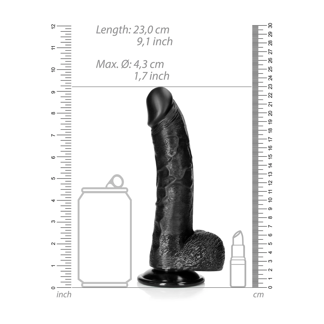Фаллоимитатор RealRock Straight Realistic 8", 23 см (черный)