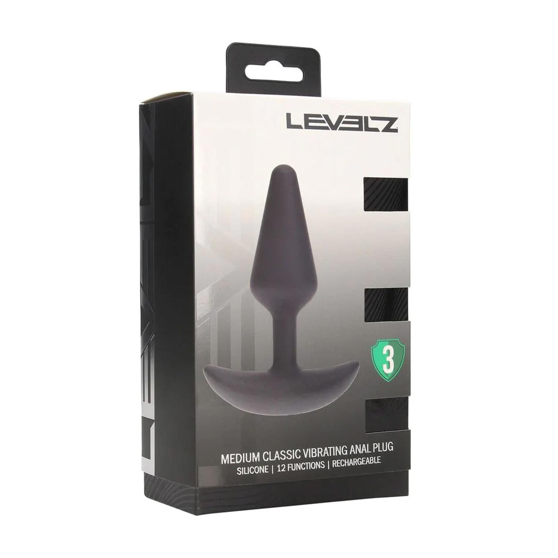 Korek analny Levelz Classic Vibrating M, 12,3 cm (czarny)