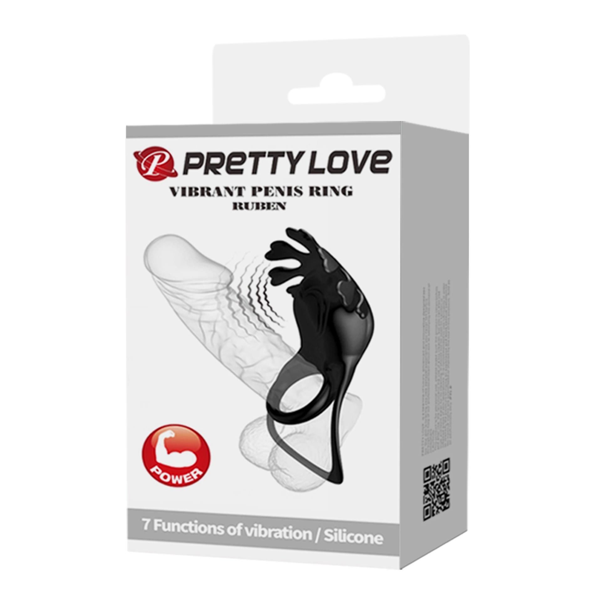 Ерекційне кільце Pretty Love Vibrant Penis Ring Ruben, 8,5 см (чорний)