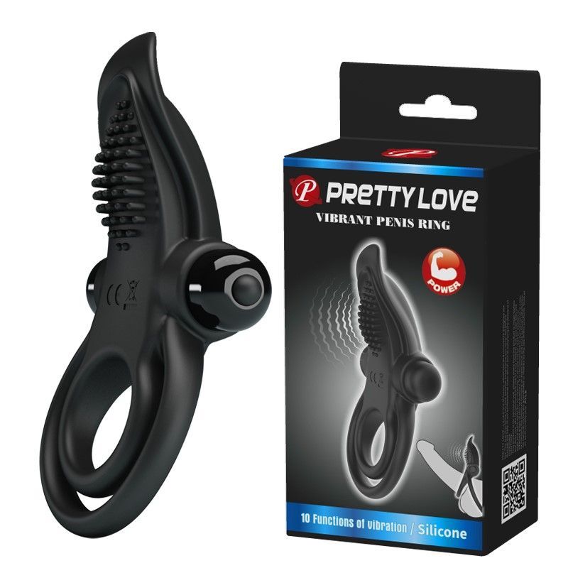 Эрекционное кольцо на пенис с вибрацией Pretty Love Vibro Penis Ring, 11,3 см (черный)