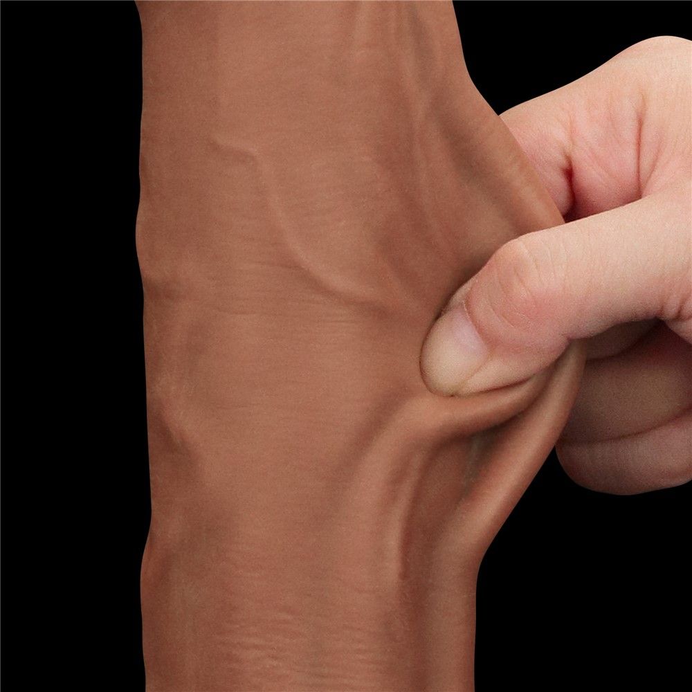 Dildo LoveToy Sliding-Skin Dual Layer Dong, 29 cm (brązowy)