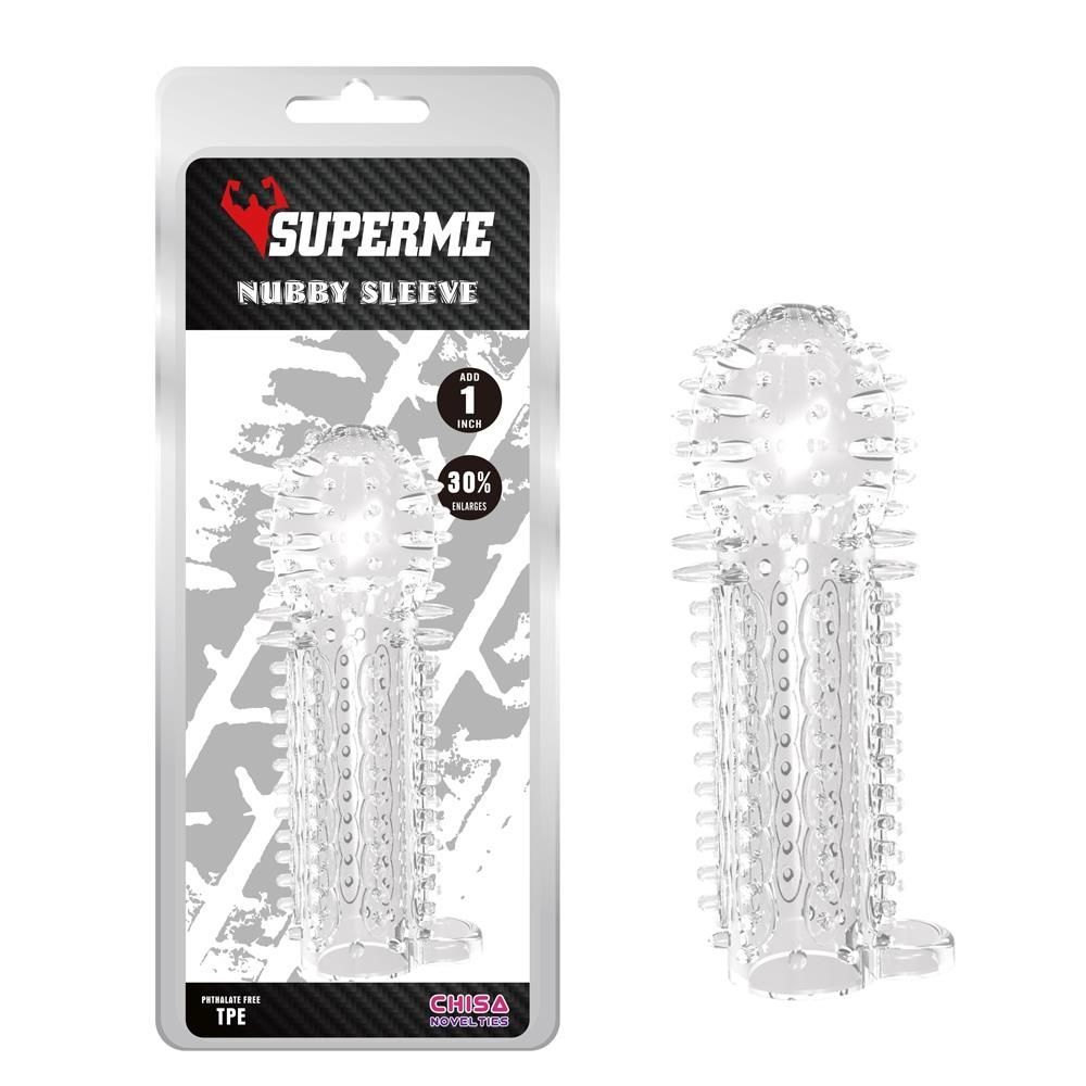 Насадка на пенис Superme Nubby Sleeve, 14.5 см (прозрачный)