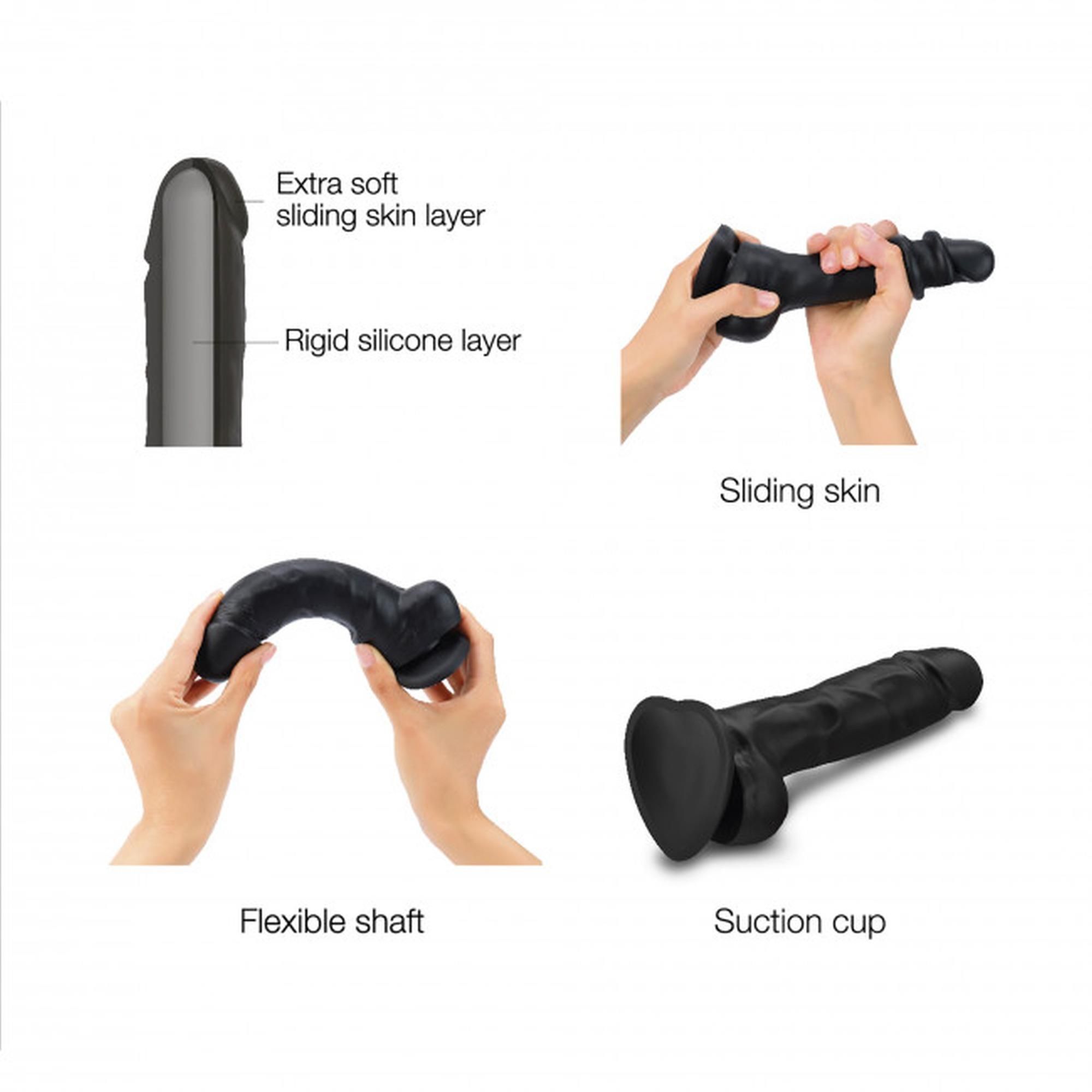 Фалоімітатор Strap-On-Me Sliding Skin Realistic S, 12,8 см (чорний)