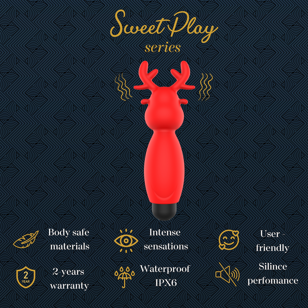 Вибратор для клитора Sweet Play Mini Reindeer Vibrator A10, 8.8 см (красный)