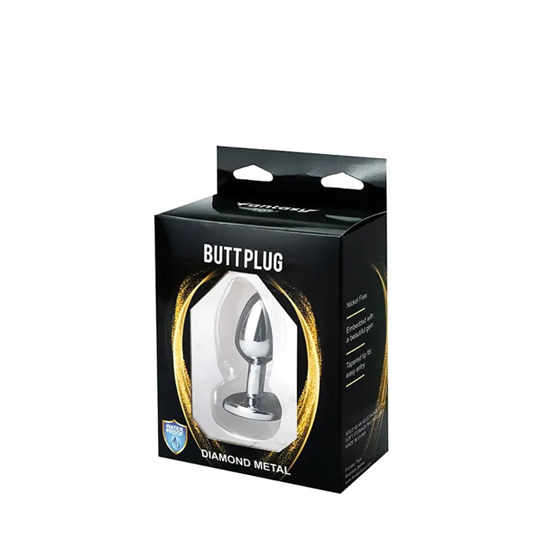 Korek analny Fantasy Silver Butt Plug Heart-Shaped M, 8 cm (czarny)