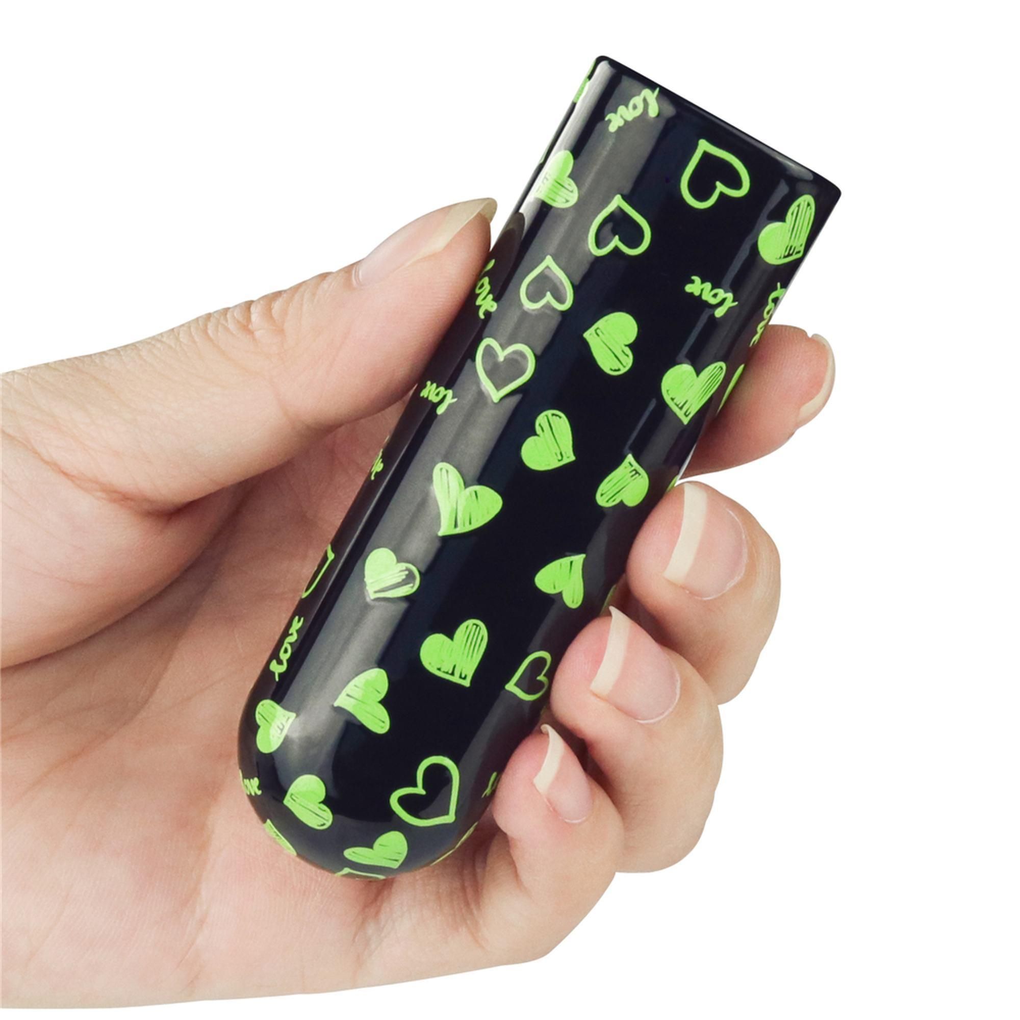 Вібратор для клітора LoveToy Heart Massager Glow In The Dark, 8,5 см (чорний)