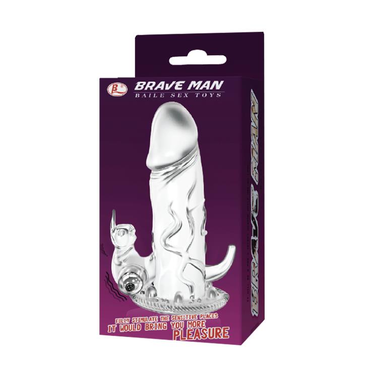 Насадка на пенис Baile Brave Man, 12.5 см (прозрачный)