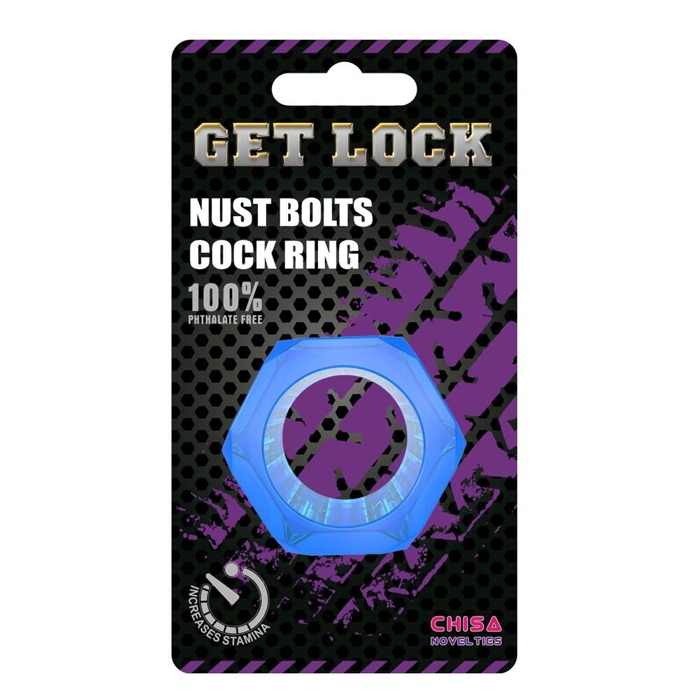 Эрекционное кольцо Get Lock Nust Bolt, 2.7 см (синий)