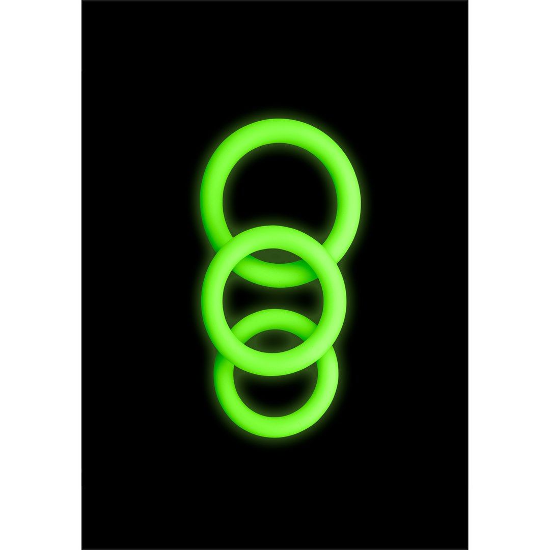 Ouch - Zestaw pierścieni erekcyjnych, Neon Green, 3.2 cm