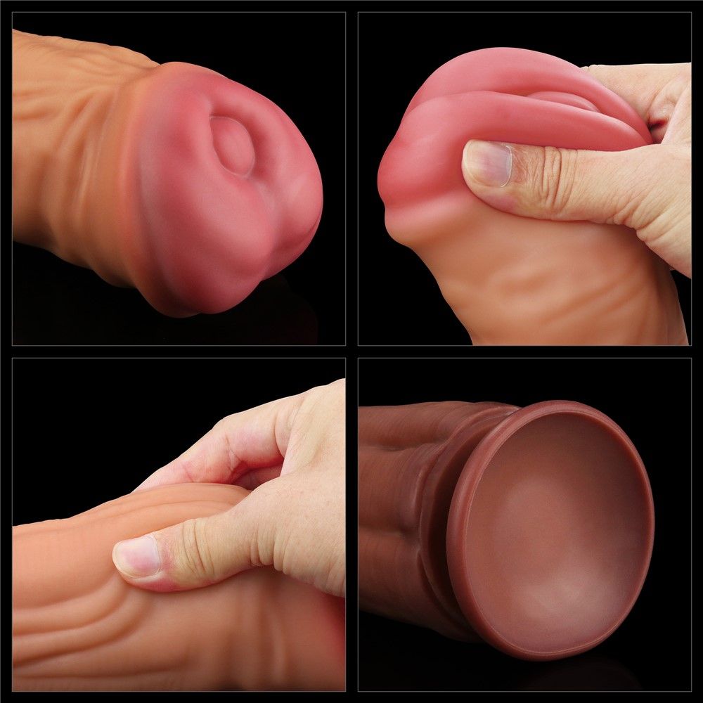 Фалоімітатор LoveToy Dual Layered Silicone Cock 12", 30 см (коричневий)