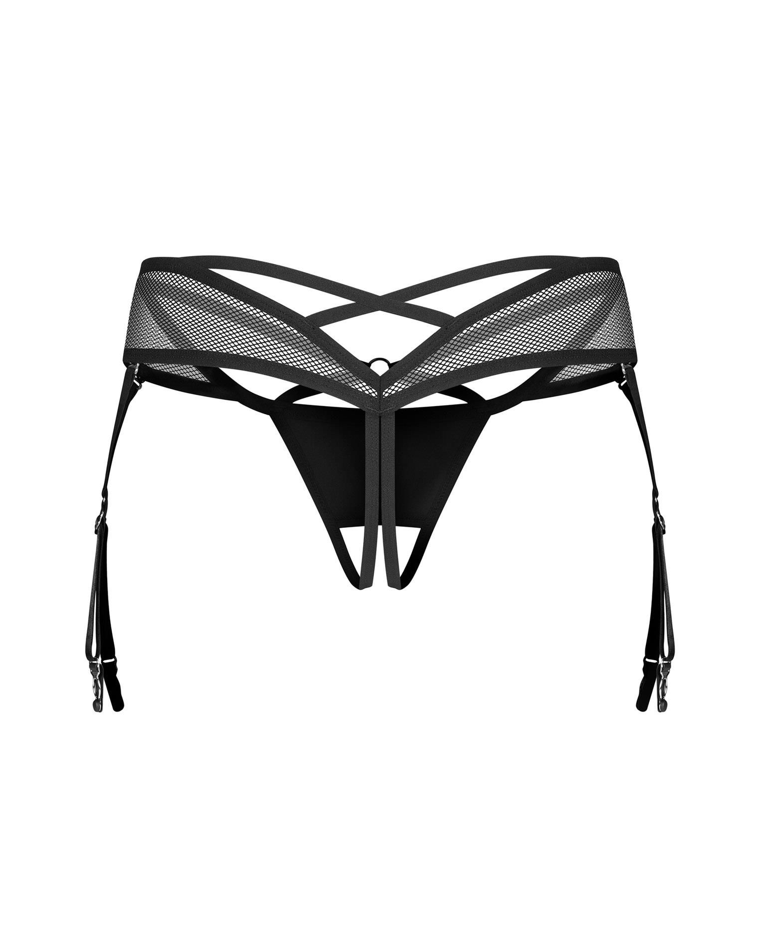 Стринги Obsessive Dominna otwarte, S/M (черный)