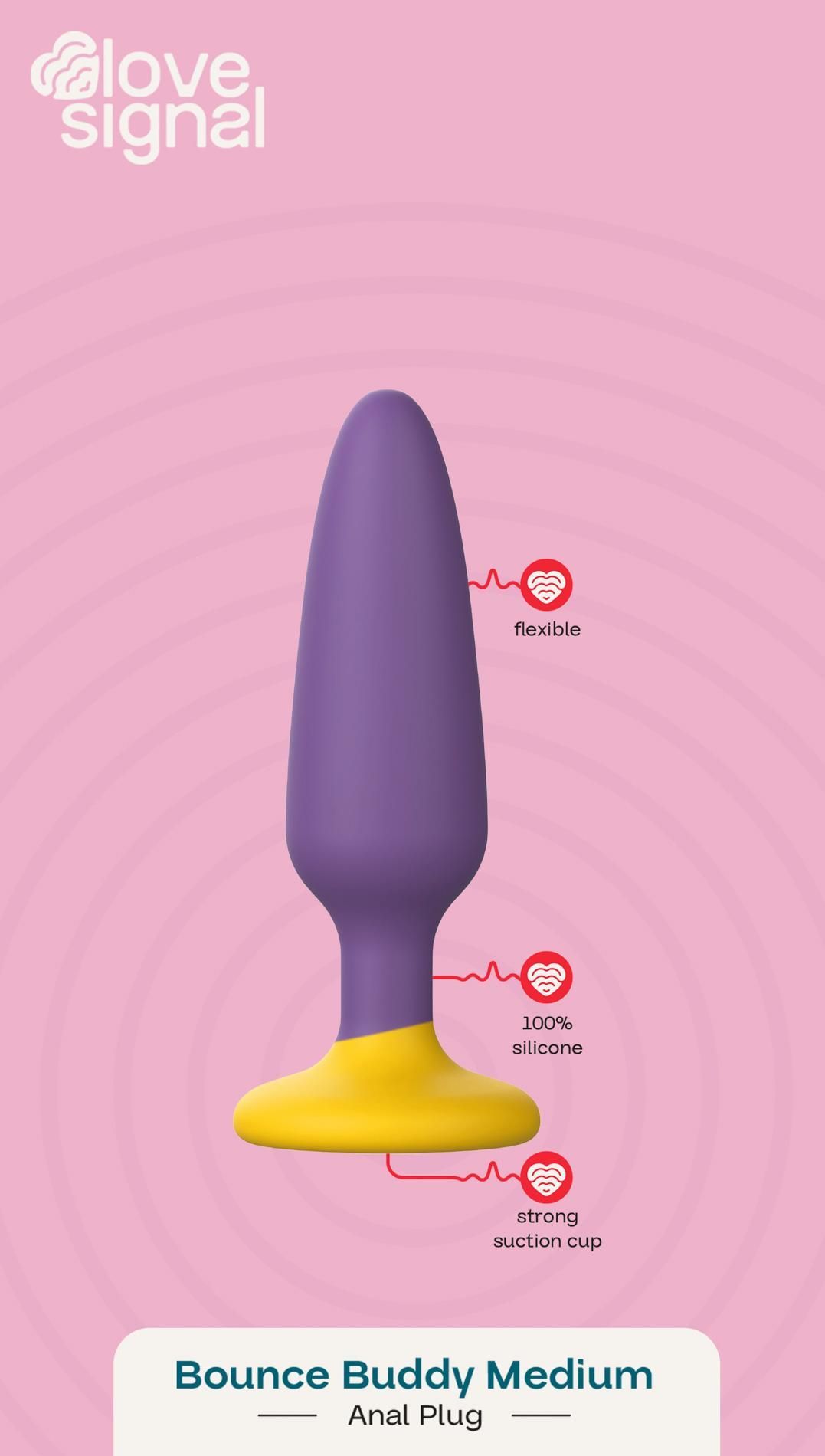 Korek analny Dream Toys Bounce Buddy Medium, 11 cm (fioletowy)