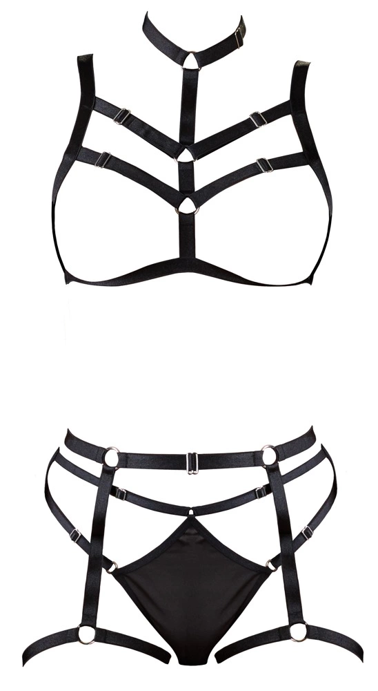 Cottelli LINGERIE Bondage Set S-L - Zestaw BDSM, Czarny, S-L